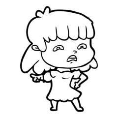 cartoon worried woman