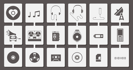 Music media icon set