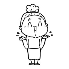 cartoon happy old lady