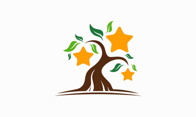 Star Tree logo designs concept, Bright Tree logo template vector illustration