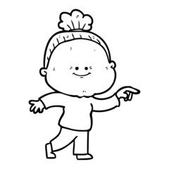 cartoon happy old woman
