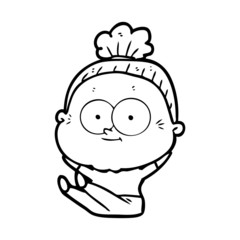 cartoon happy old woman