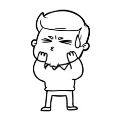 cartoon man sweating