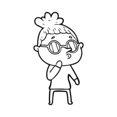 cartoon woman wearing glasses