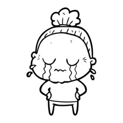 cartoon crying old lady