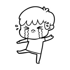 Obraz premium cartoon boy crying