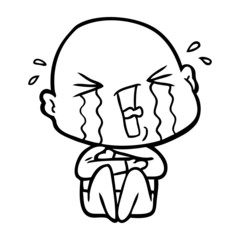 cartoon crying bald man