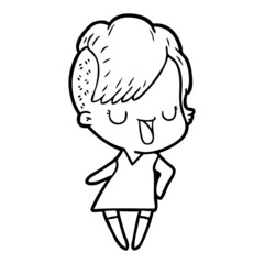 cute cartoon girl with hipster haircut