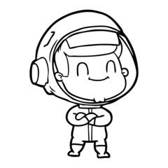 happy cartoon astronaut man