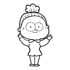 cartoon happy old woman