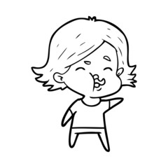 cartoon girl pulling face