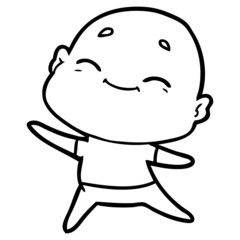happy cartoon bald man