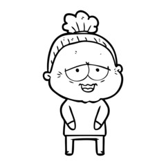 cartoon happy old lady