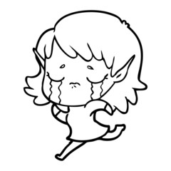 cartoon crying elf girl