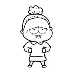 cartoon happy old lady