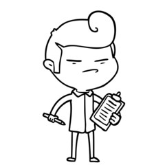 cartoon cool guy with fashion hair cut and clip board