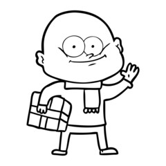 cartoon bald man staring