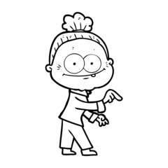 cartoon happy old woman