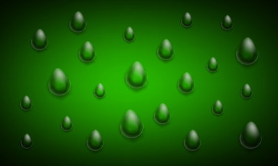 Water drops on green background