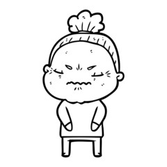 Obraz premium cartoon annoyed old lady