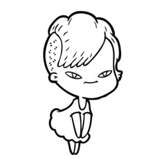 cute cartoon girl with hipster haircut