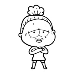 cartoon happy old lady