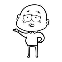 cartoon tired bald man