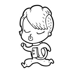 cartoon pretty hipster girl