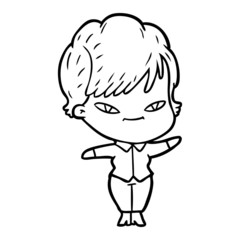 cartoon happy woman