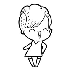 happy cartoon hipster girl