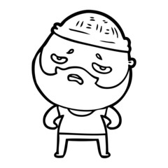 cartoon worried man with beard