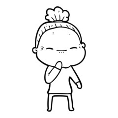 cartoon peaceful old woman
