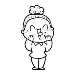 cartoon happy old woman