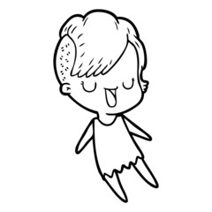 cute cartoon girl with hipster haircut