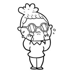 cartoon crying woman wearing spectacles