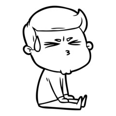 cartoon man sweating