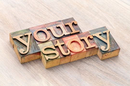 your story word abstract in wood type