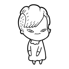 cute cartoon girl with hipster haircut