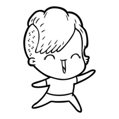 Fototapeta premium cartoon happy hipster girl