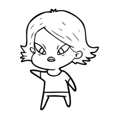 cartoon stressed woman