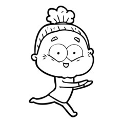 cartoon happy old woman