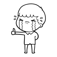 Obraz premium cartoon man crying