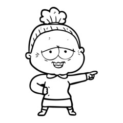 cartoon happy old lady