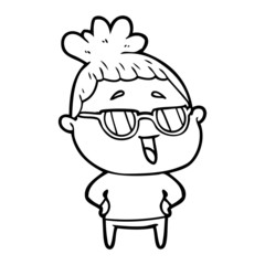 Obraz premium cartoon happy woman wearing spectacles