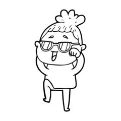 cartoon happy woman wearing spectacles
