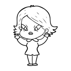 cartoon stressed woman