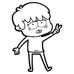 cartoon exhausted boy