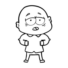 cartoon tired bald man