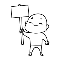 happy cartoon bald man