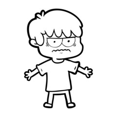 annoyed cartoon boy